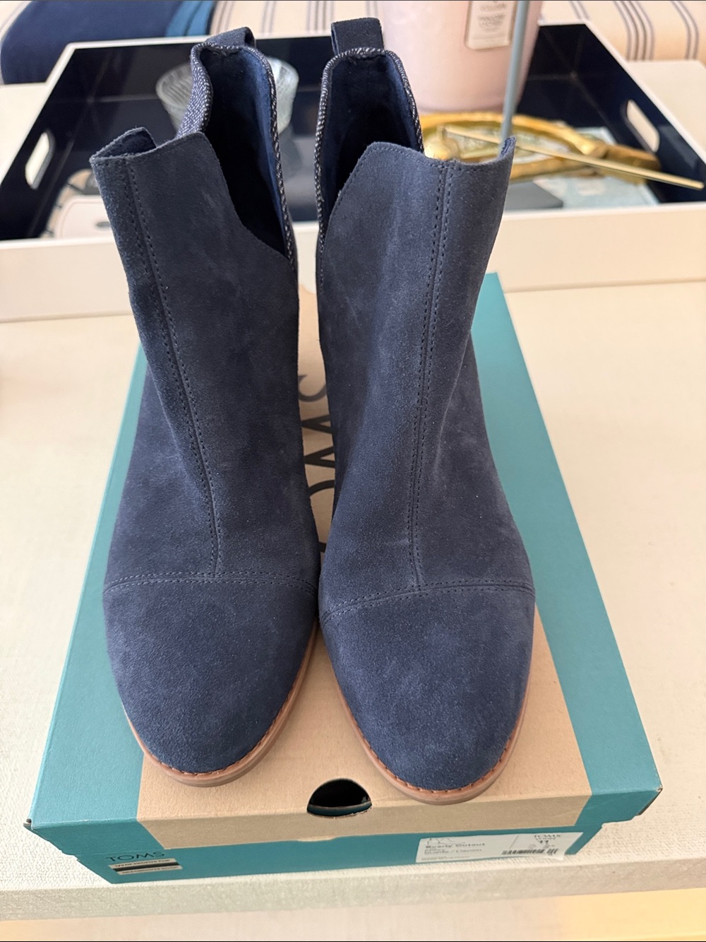 Toms Navy Suede Everly cutout Boots